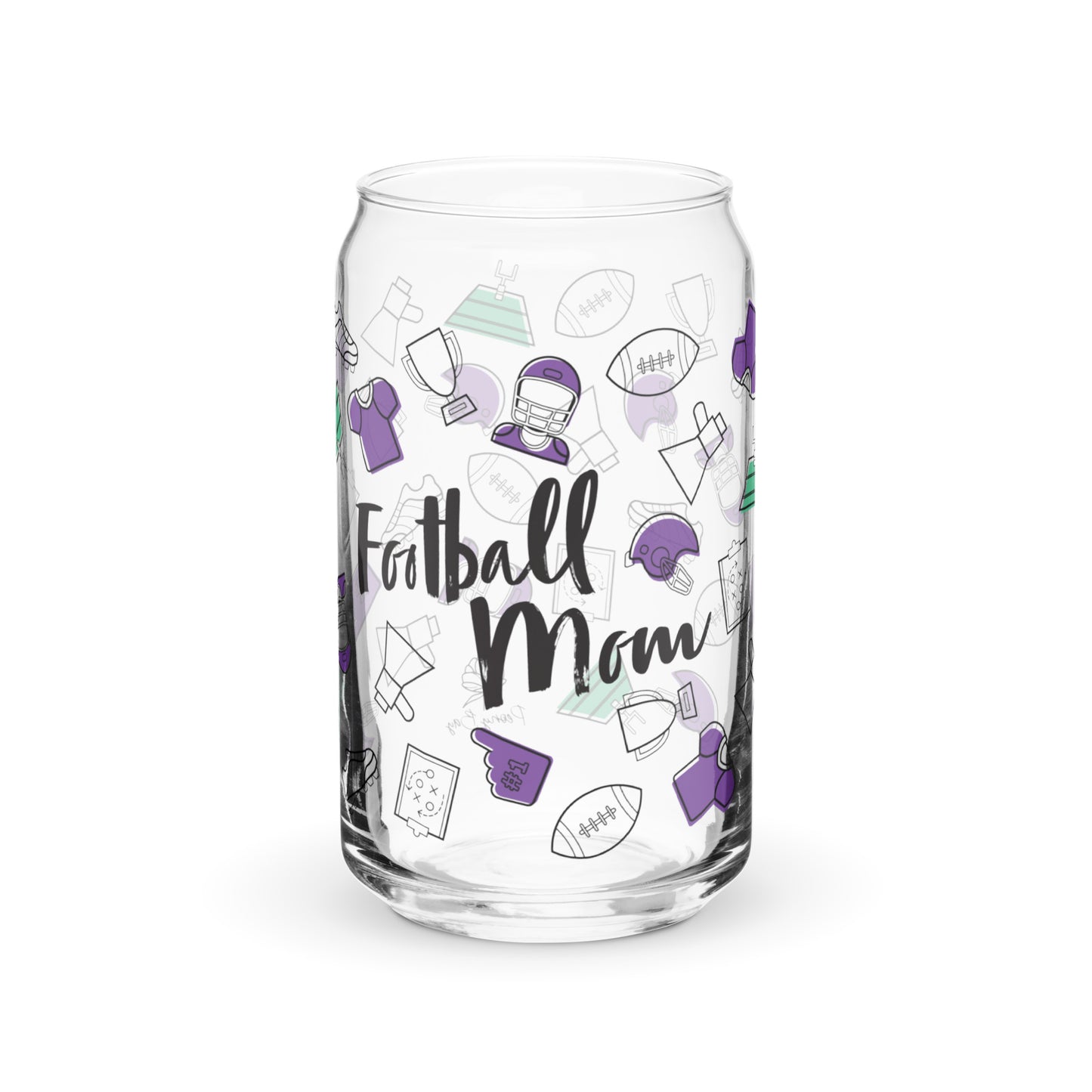 Football Mom Glass Can