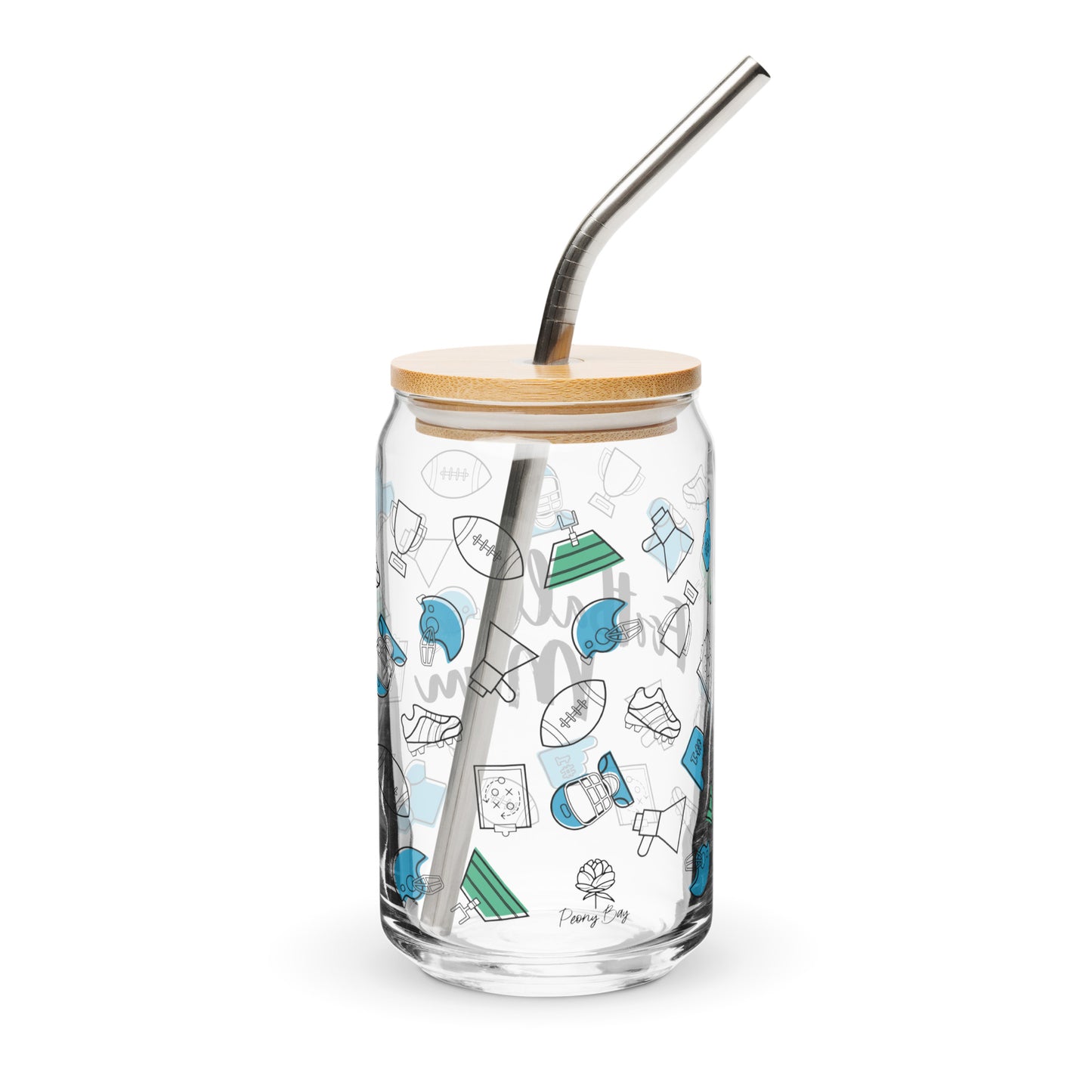 Football Mom Glass Can