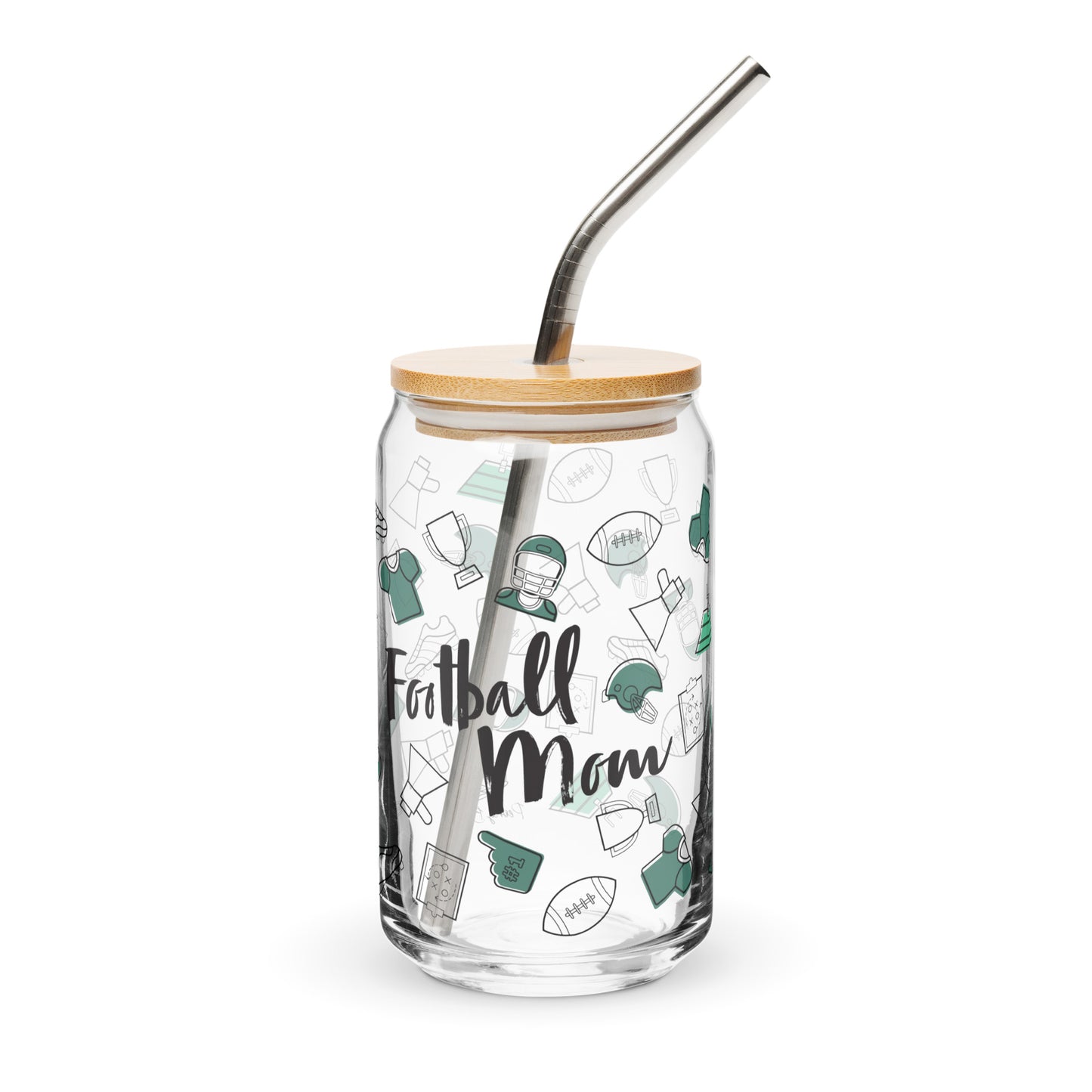 Football Mom Glass Can