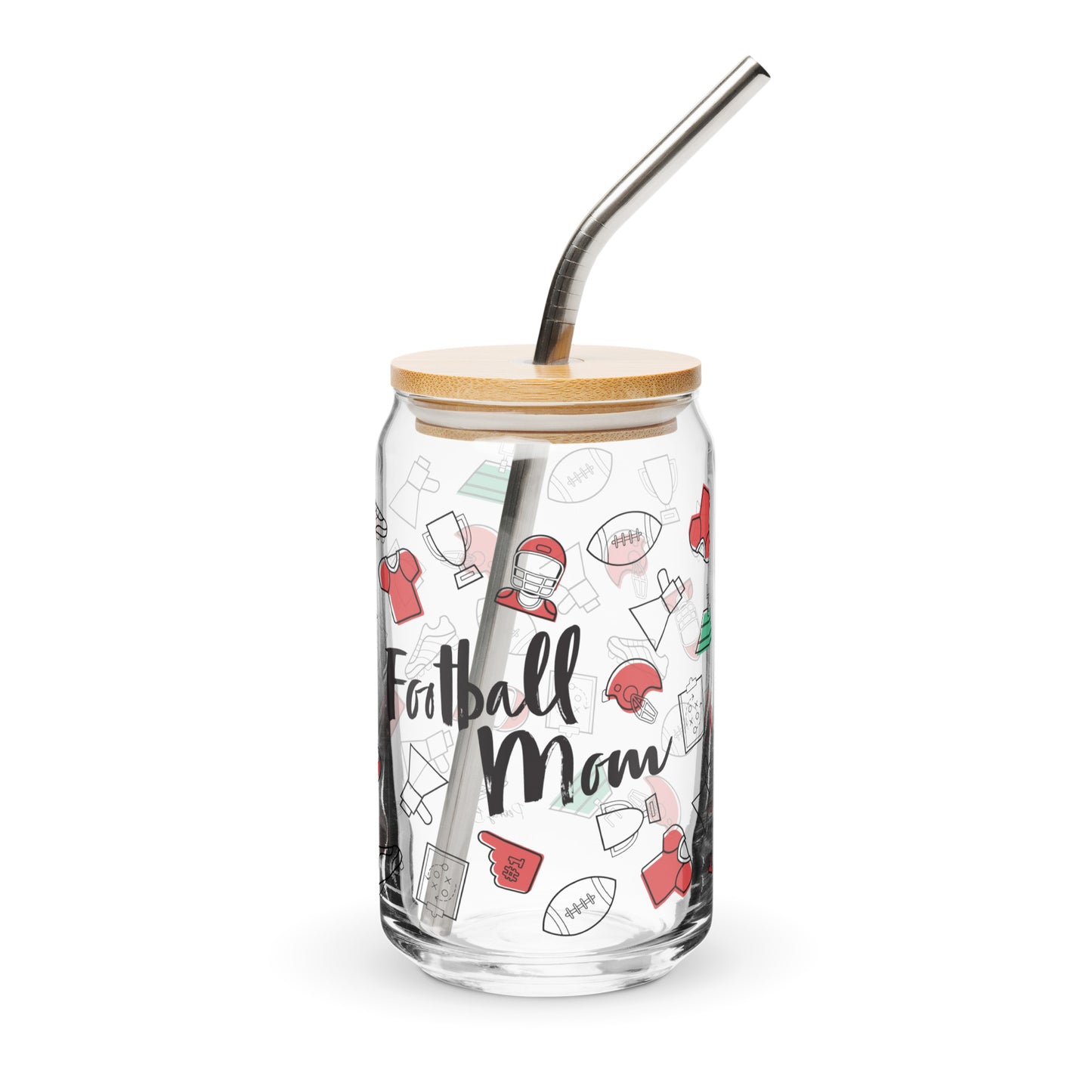 Football Mom Glass Can