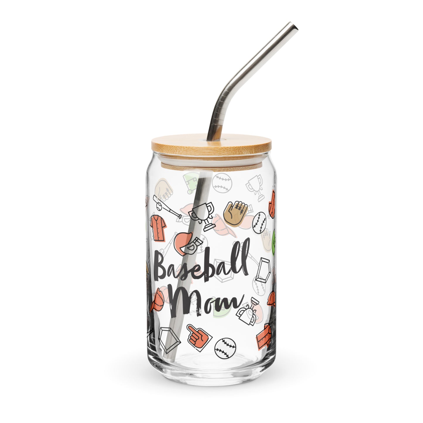 Baseball Mom Glass Can