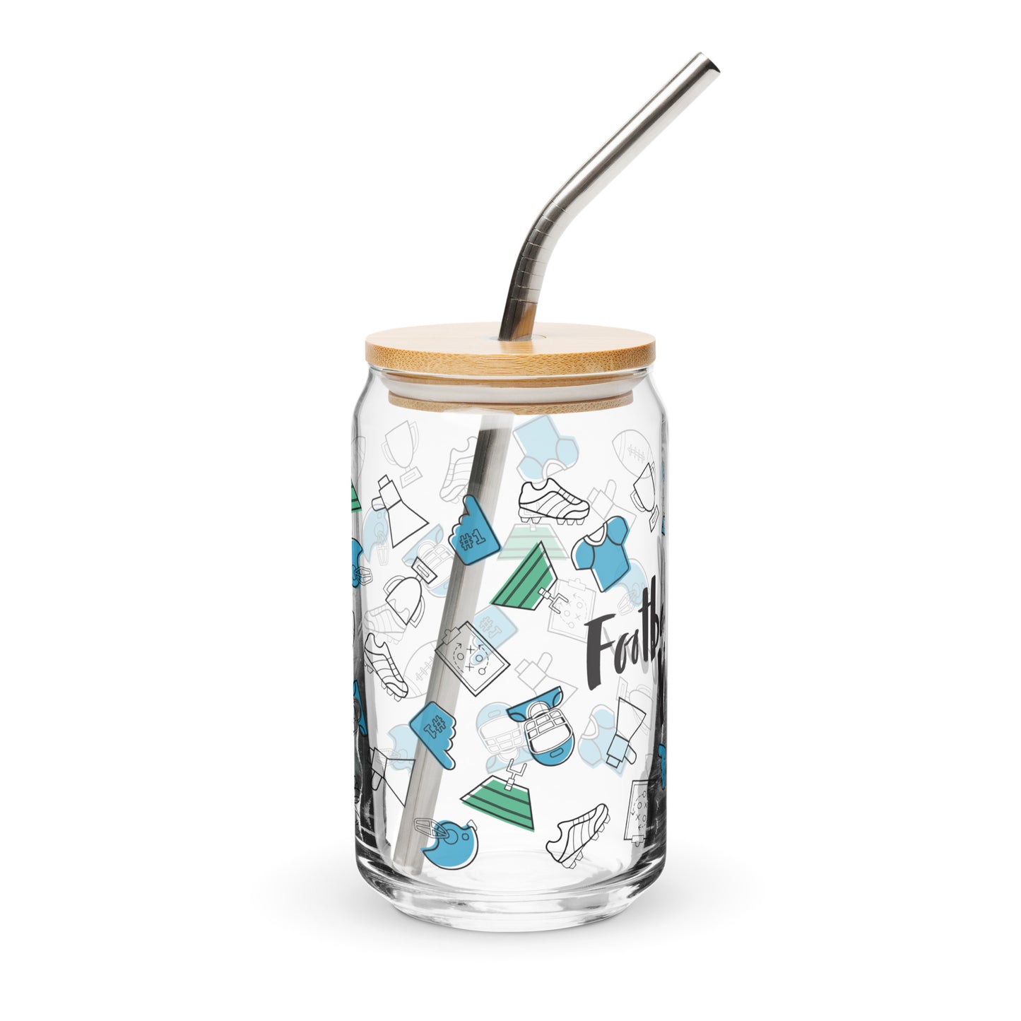 Football Mom Glass Can
