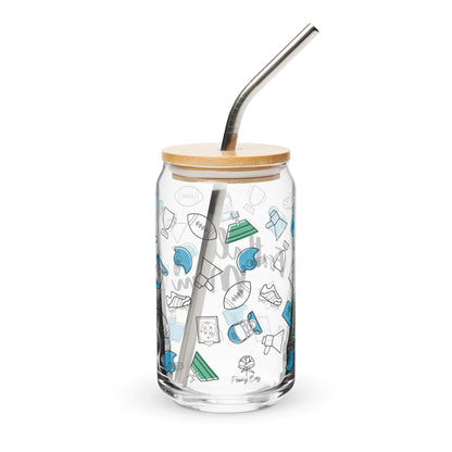 Football Mom Glass Can