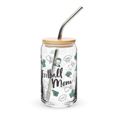 Football Mom Glass Can