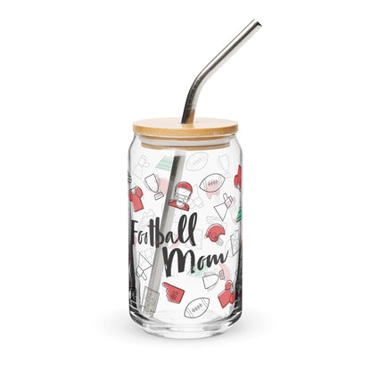 Football Mom Glass Can