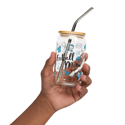 Football Mom Glass Can