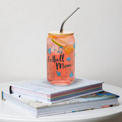 Football Mom Glass Can