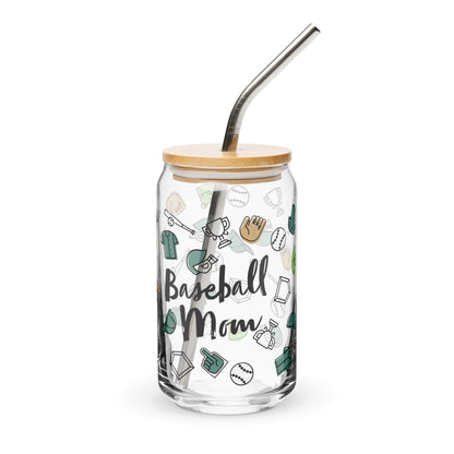 Baseball Mom Glass Can