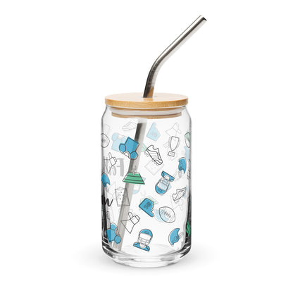Football Mom Glass Can