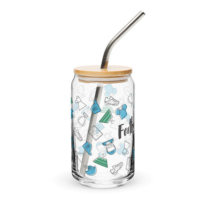 Football Mom Glass Can